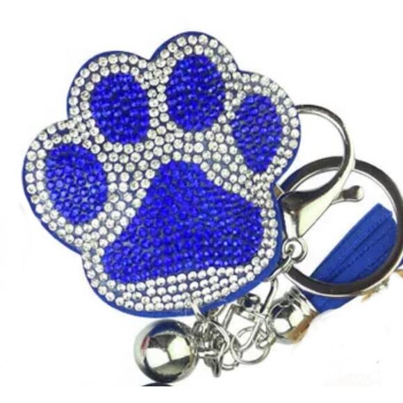 Rhinestone Paw Print Keychain - Picture 1 of 1